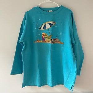 Quacker Factory “Grandmacore” Teal Sweatshirt with Embroidery - NWT, plus size